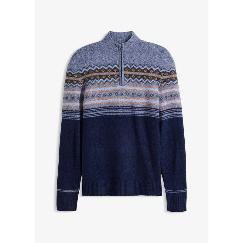 bonprix Nórsky pulóver so stojačikom, farba modrá 59720294