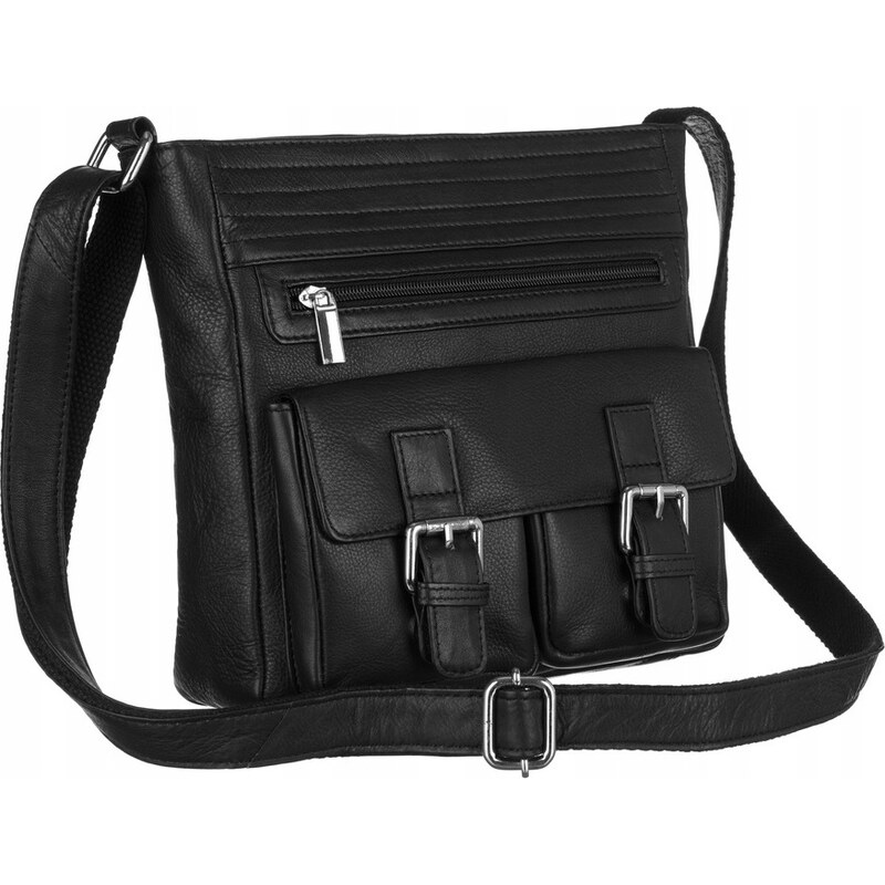 BASIC Pánska čierna kožená messenger taška [DH] 525-SPN 43375710