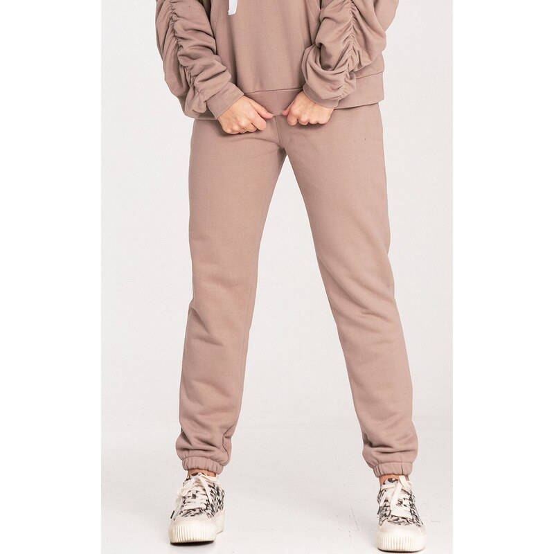 FIGL Béžové bavlnené športové tepláky M1056 Beige 59720482