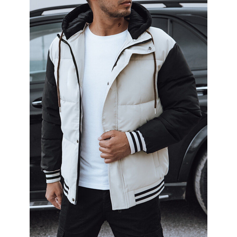 Pánska prešívaná zimná bunda biela Dstreet 57711226