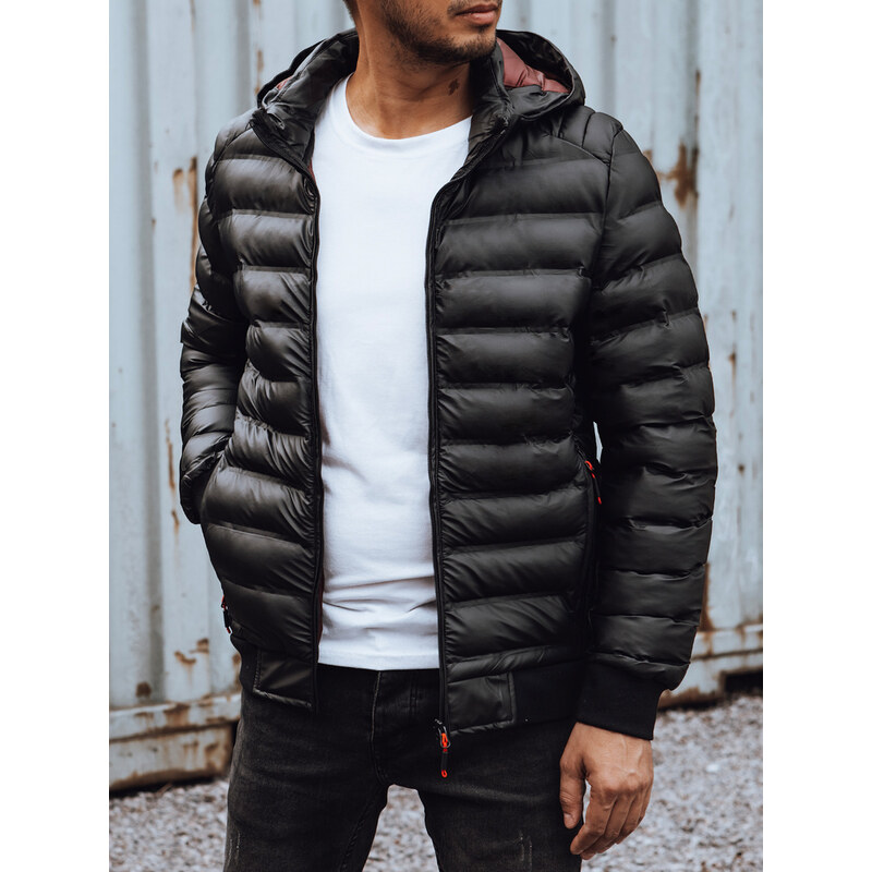 DStreet Pánska čierna prešívaná bunda s kapucňou 57711169