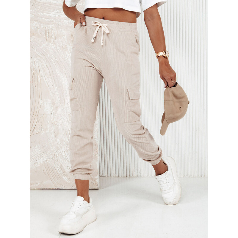 Dámske pruhované nohavice CHICCORD beige Dstreet 57711261