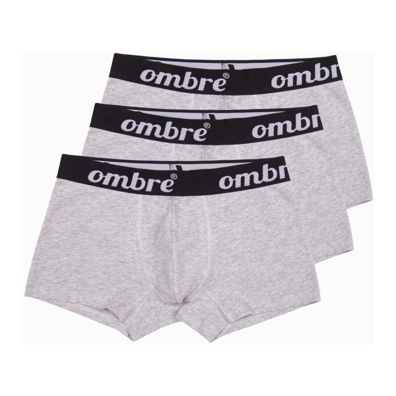 Ombre Clothing Šedé pánske bavlnené boxerky U159 (3 ks) 28890548