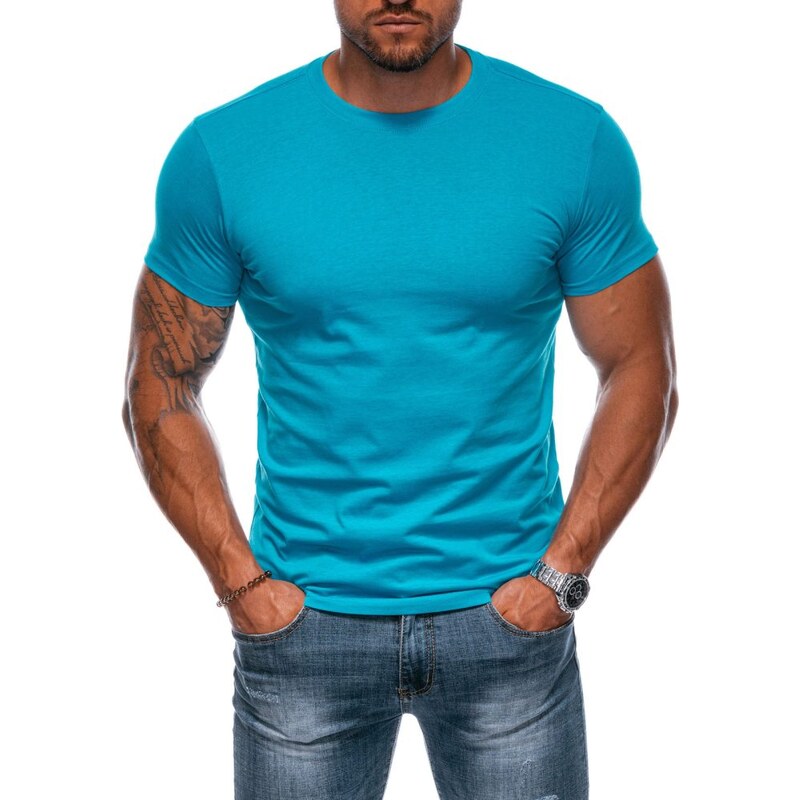 Buďchlap Tyrkysové bavlnené tričko s krátkym rukávom TSBS-0100 37296171