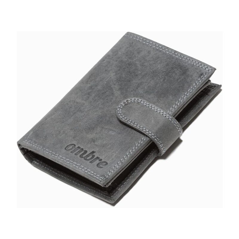 Ombre Clothing Čierna vertikálna kožená peňaženka na patentku A091 49032867