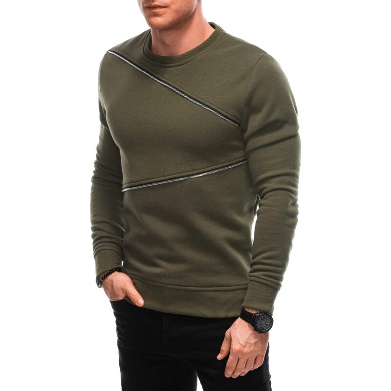 Inny Nadčasová olivová trendy mikina V2 OM-SSNZ-005 47456462