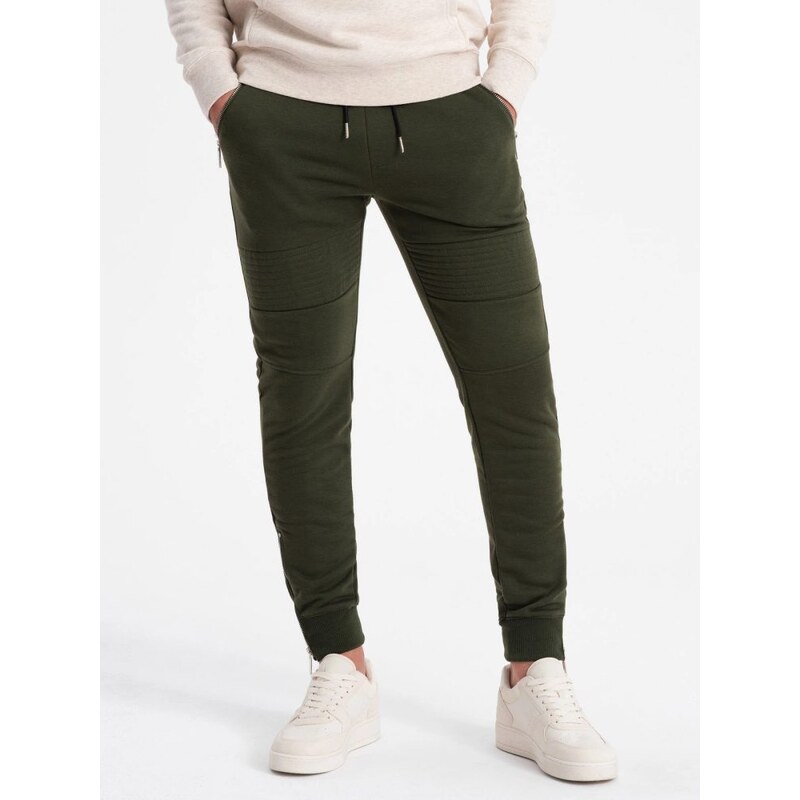 Ombre Clothing Nadčasové olivové tepláky V1 PASK-22FW-004 49911874