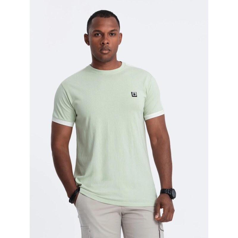 Ombre Clothing Jedinečné mätové tričko s nášivkou V9 S1632 50187627