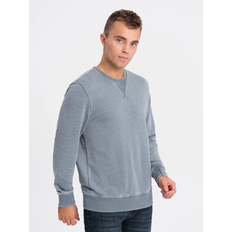 Ombre Clothing Svetlo modrá mikina s ozdobným prešívaním V3 SSDS-0131 52544732