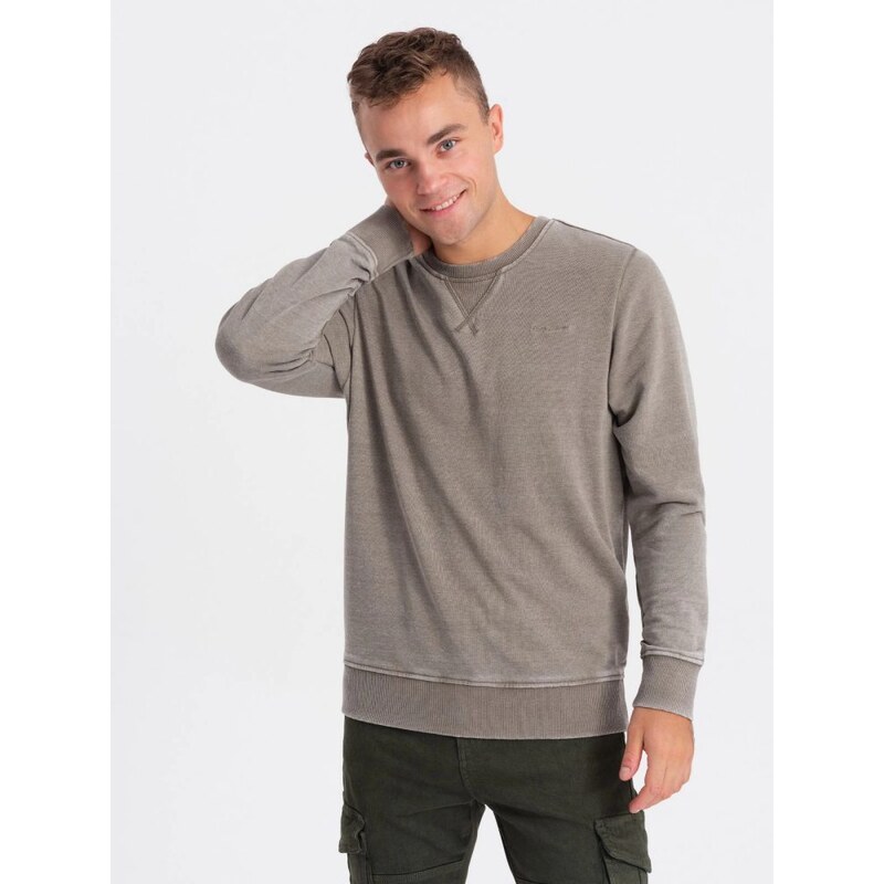 Ombre Clothing Béžová mikina s ozdobným prešívaním V2 SSDS-0131 52544731