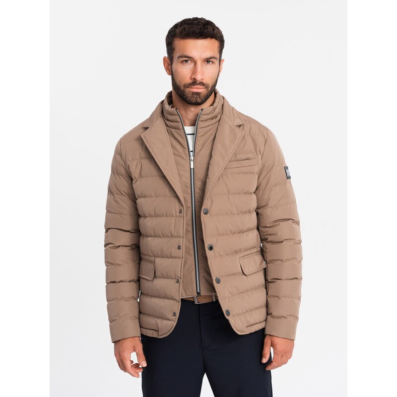 Ombre Mens quilted jacket with jacket cut - beige 64783077
