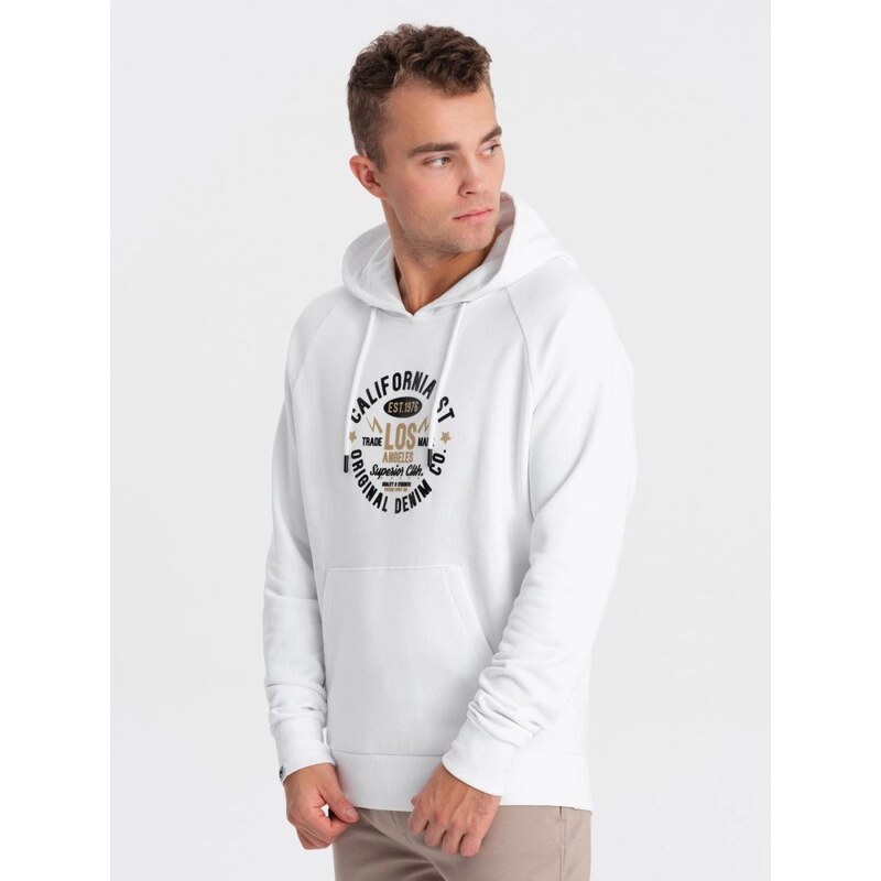 Ombre Clothing Jedinečná biela mikina s nápisom V1 SSPS-0151 48973821