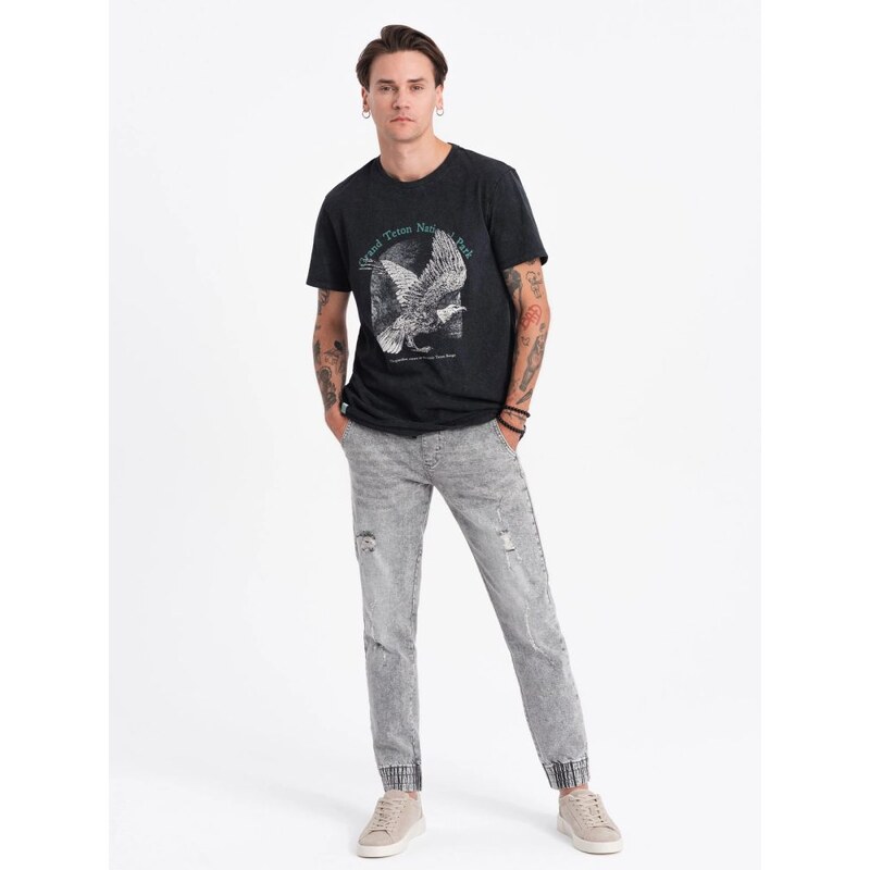 Ombre Clothing Módne pánske svetlo šedé joggery V4 PADJ-0150 49280477