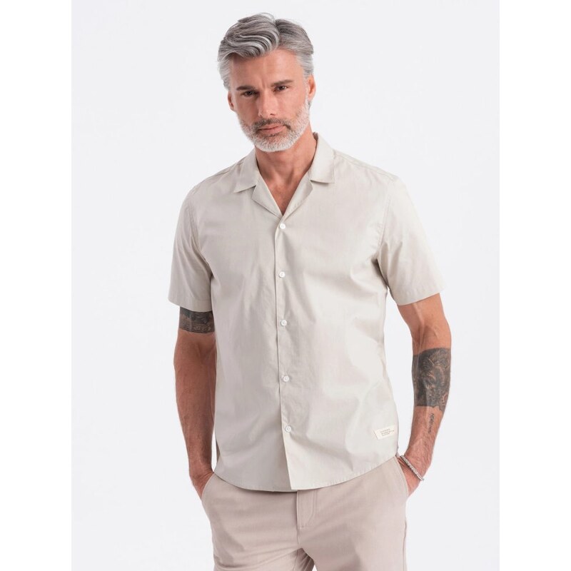 Ombre Clothing Kubánska krémová košeľa V7 SHSS-0168 50841377