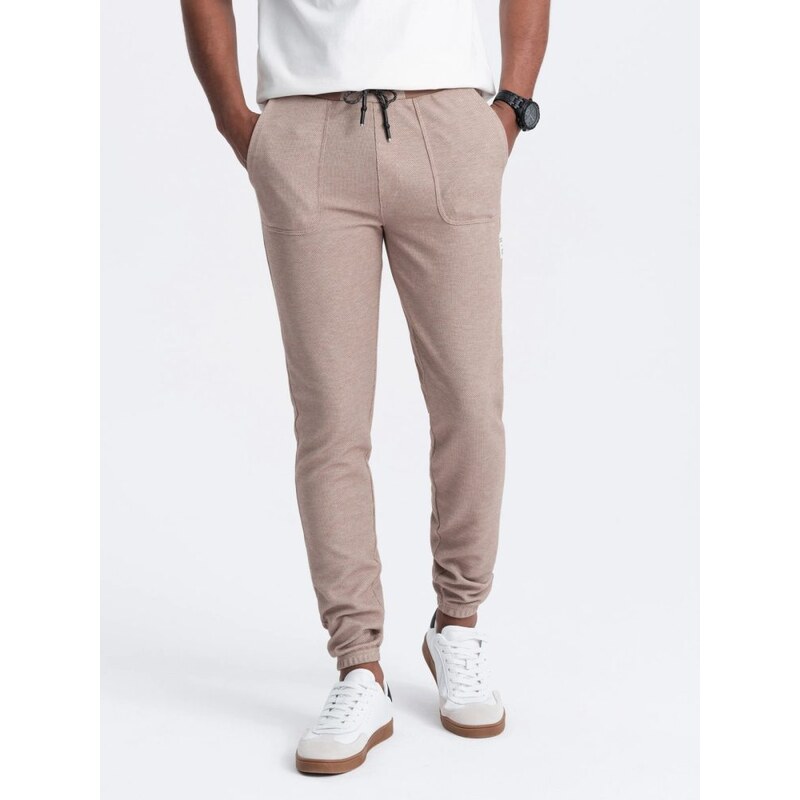 Ombre Clothing Trendy kávové pletené tepláky V2 PASK-0211 51198618