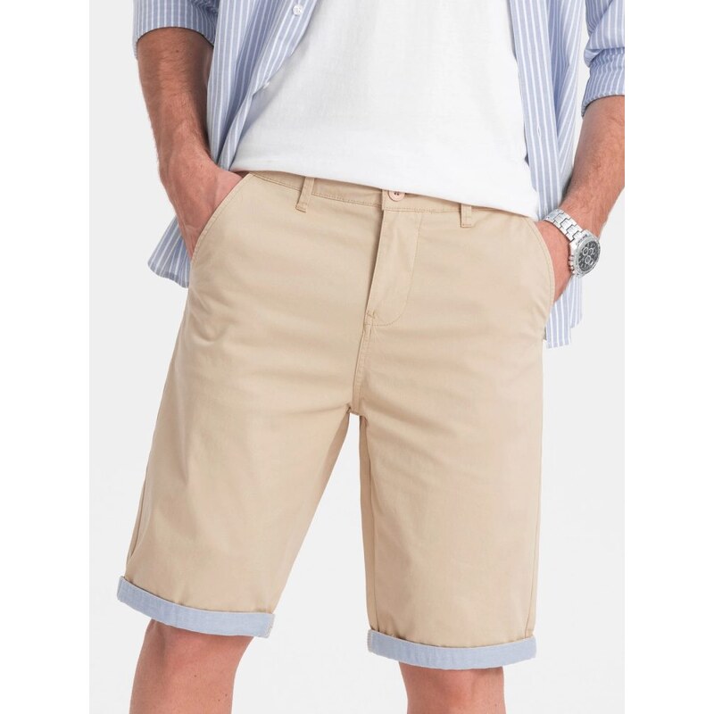 Ombre Clothing Pieskové chinos kraťasy s lemom V10 W421 51289140