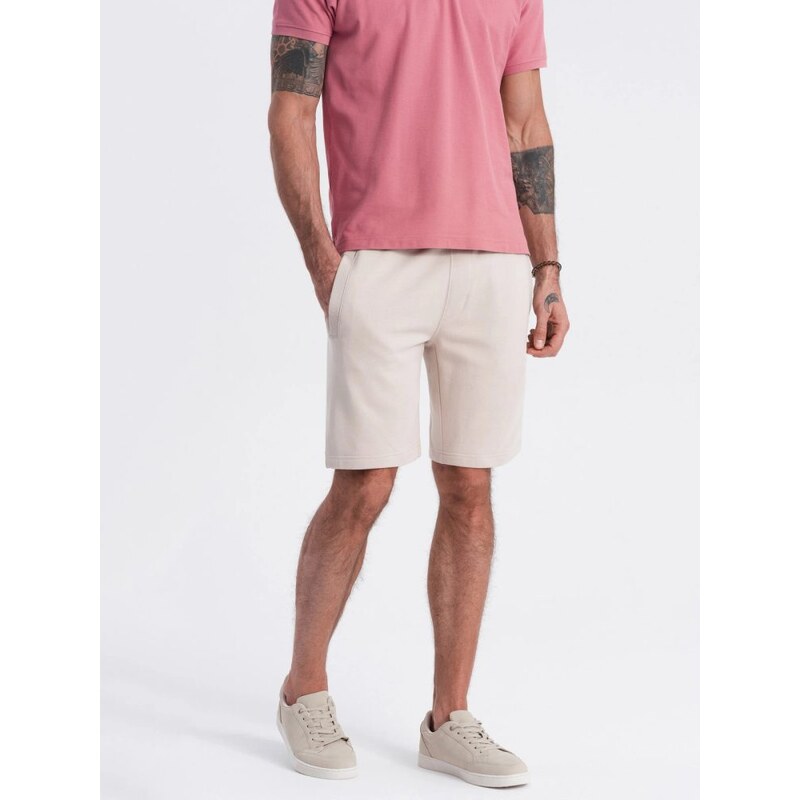 Ombre Clothing Béžové teplákové kraťasy V1 SRSK-0139 52264039