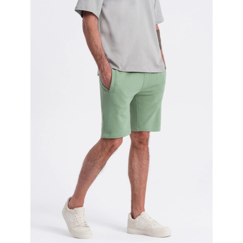 Ombre Clothing Zelené teplákové kraťasy V3 SRSK-0139 52264041