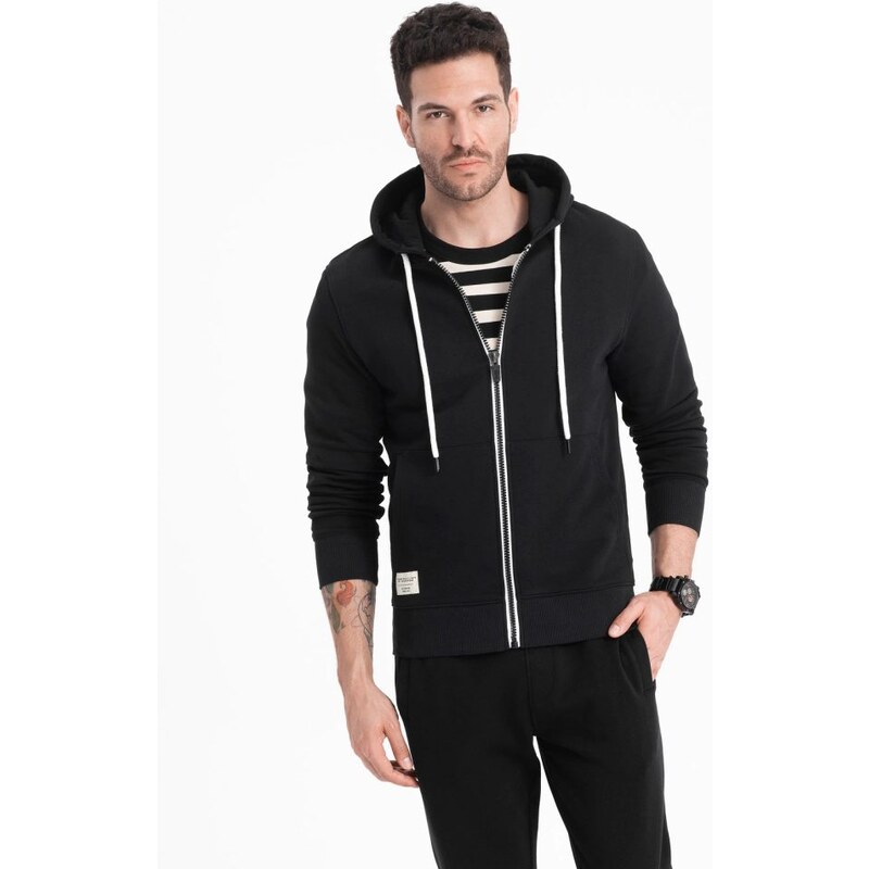 Ombre Clothing Základná čierna mikina na zips V5 SSBZ-0178 52339708