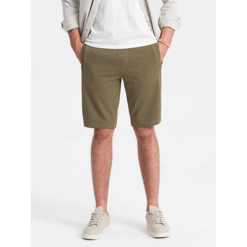 Ombre Clothing Olivové jednofarebné šortky V2 SRBS-0149 52905763