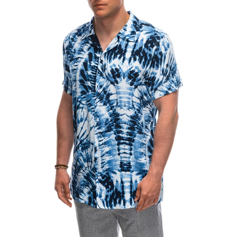 Ombre Clothing Vzorovaná bielo/modrá košeľa V12 SHPS-0113 52715750