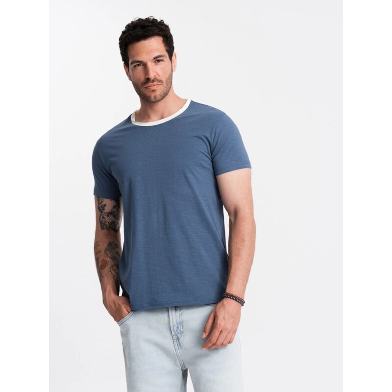 Ombre Clothing Trendy tmavo modré tričko bez potlače V3 TSCT-22SS-004 54070133