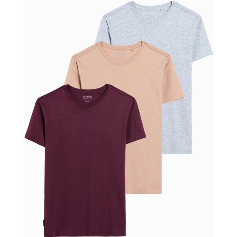 Ombre Clothing Trojbalenie farebných tričiek s krátkym rukávom V20 Z30 56034169