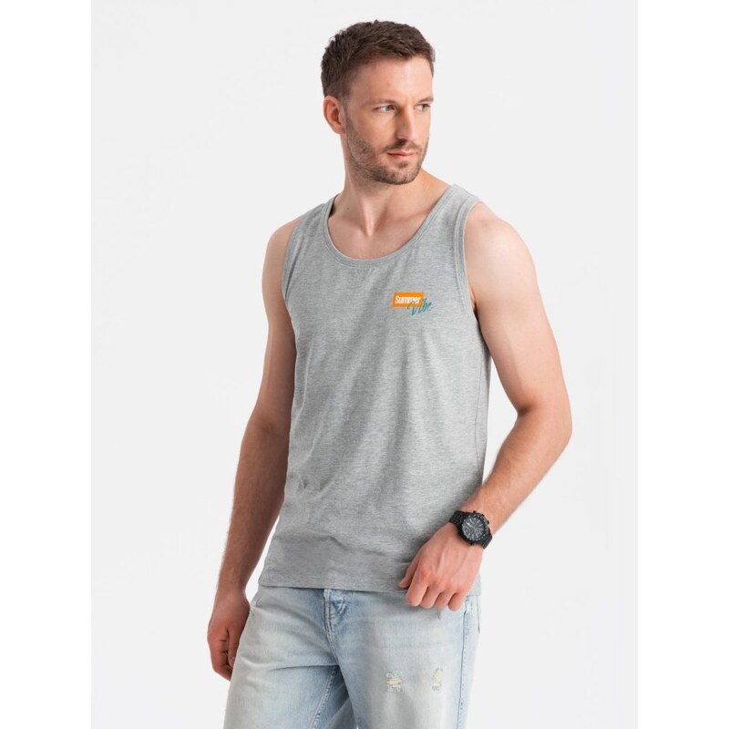 Ombre Clothing Šedé tielko s letným motívom V3 TSTT-0191 57244777