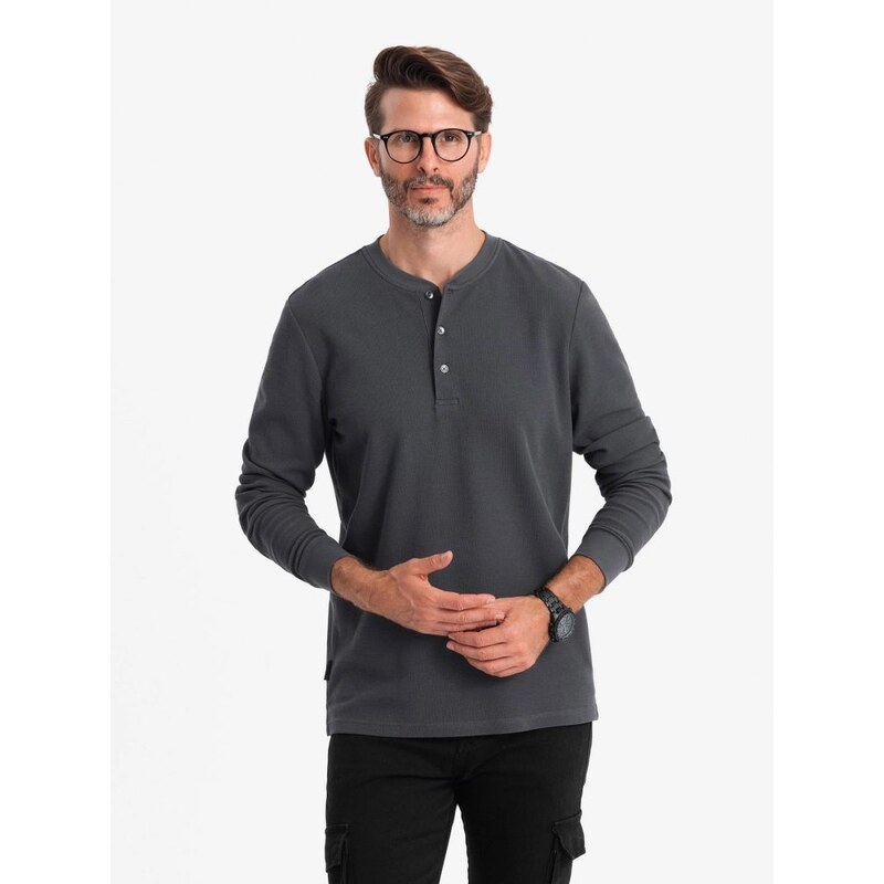 Ombre Clothing Grafitové úpletové pánske tričko V3 LSCL-0120 58148061