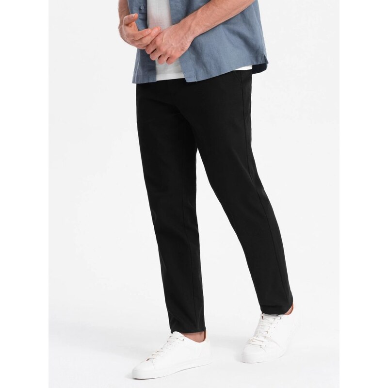 Ombre Clothing Pánske čierne chinos nohavice slim fit V4 PACP-0186 49033079