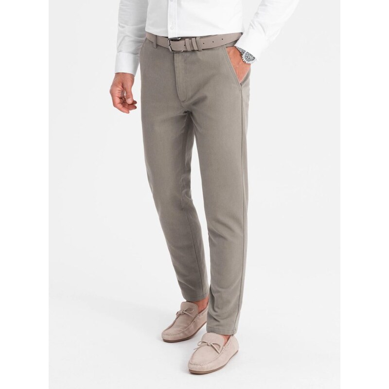 Ombre Clothing Béžové chinos nohavice s jemnou textúrou V1 PACP-0188 49033082