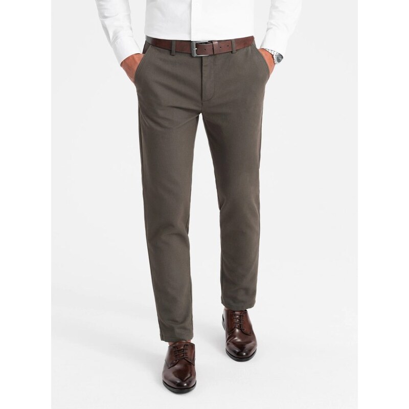 Ombre Clothing Khaki chinos nohavice s jemnou textúrou V2 PACP-0188 49033083