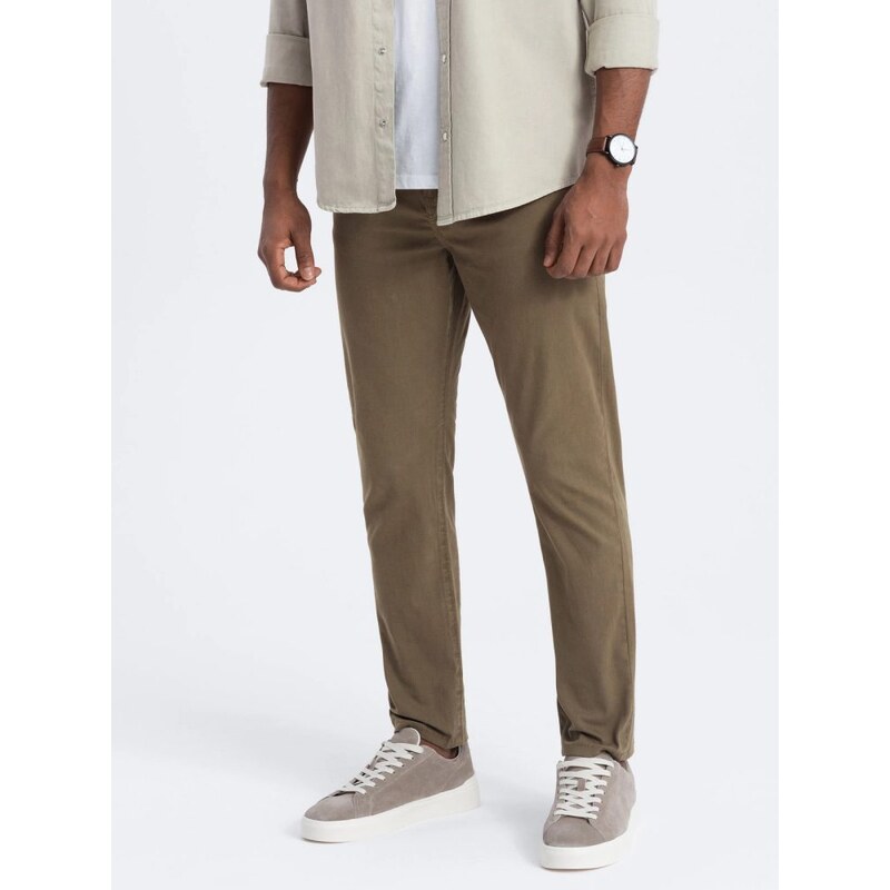 Ombre Clothing Jedinečné olivové pánske nohavice V3 PACP-0151 49382298