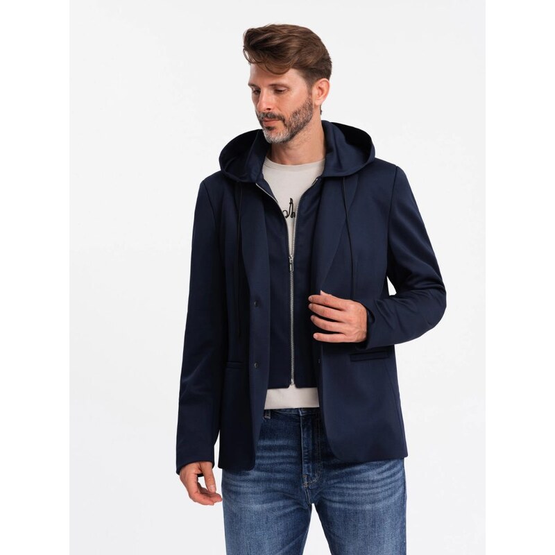 Ombre Clothing Elegantná tmavo modrá bunda V2 BLZB-0126 57824729