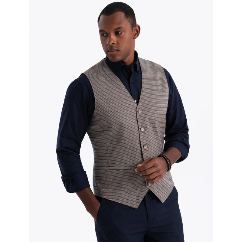 Ombre Clothing Jedinečná hnedá elegantná vesta V1 BLZV-0111 62739621