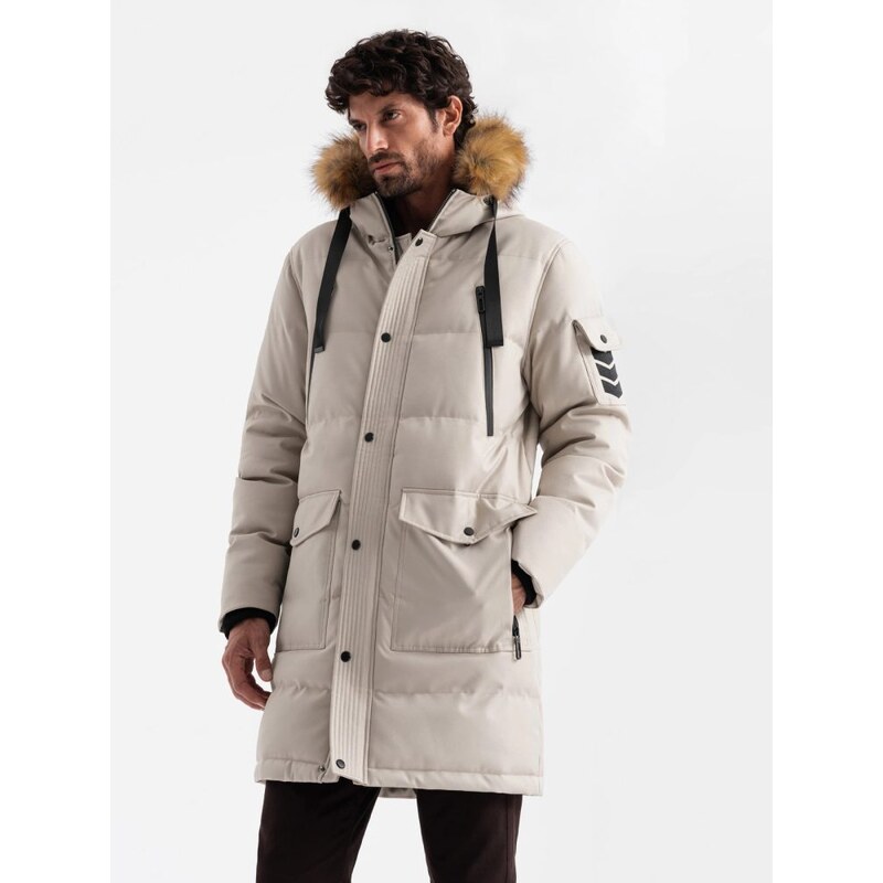 Ombre Clothing Zimná béžová parka V5 JALP-0182 65638672