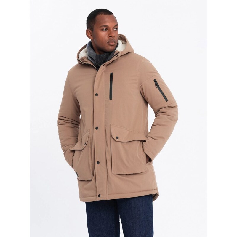 Ombre Clothing Trendy béžová pánska parka na zimu V1 JALJ-0181 65638682