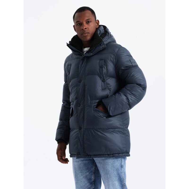 Ombre Clothing Nadčasová prešívaná tmavo modrá pánska bunda V3 JALJ 65638690