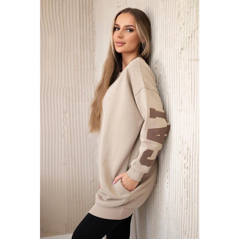 MladaModa Zateplená mikina s nápisom California model 9592 svetlá 46660809