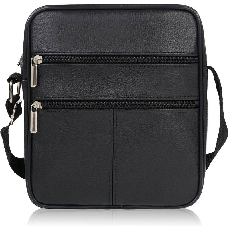 Abruzzo Pánska kožená taška cez rameno ABR-43 | čierna ABR-43 59761324