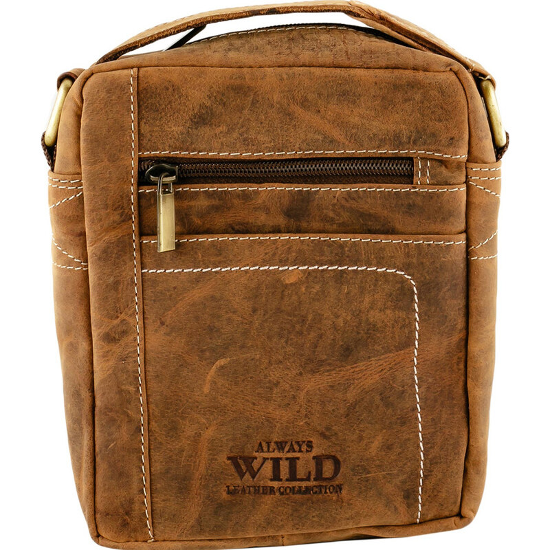 Always Wild Hnedá kožená pánska taška cez rameno 250840-MH 57302869