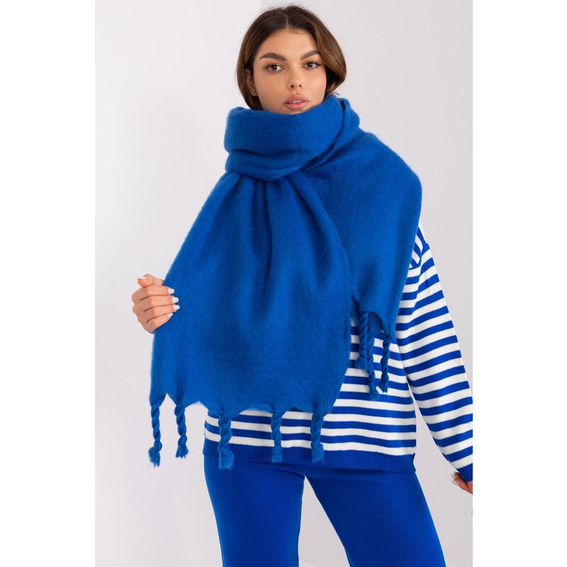 MladaModa Hrejivý jednofarebný šál so strapcami model 50220 farba 59762304