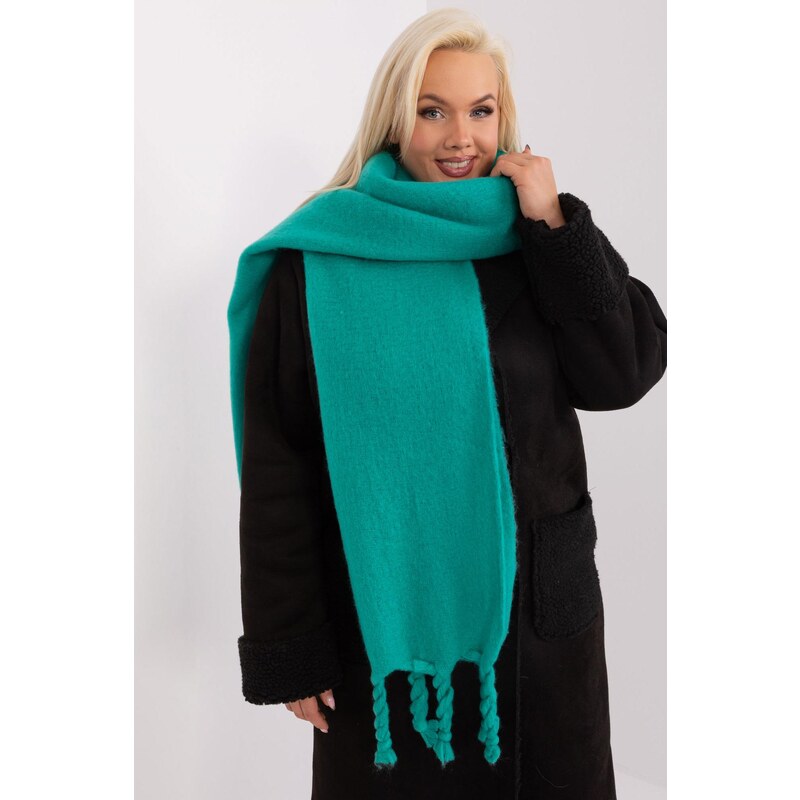 MladaModa Hrejivý jednofarebný šál so strapcami model 50220 tyrkysový 59762303