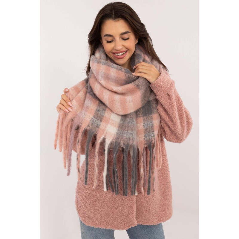 MladaModa Hrejivý károvaný šál so strapcami model 30121 staroružový 59762341