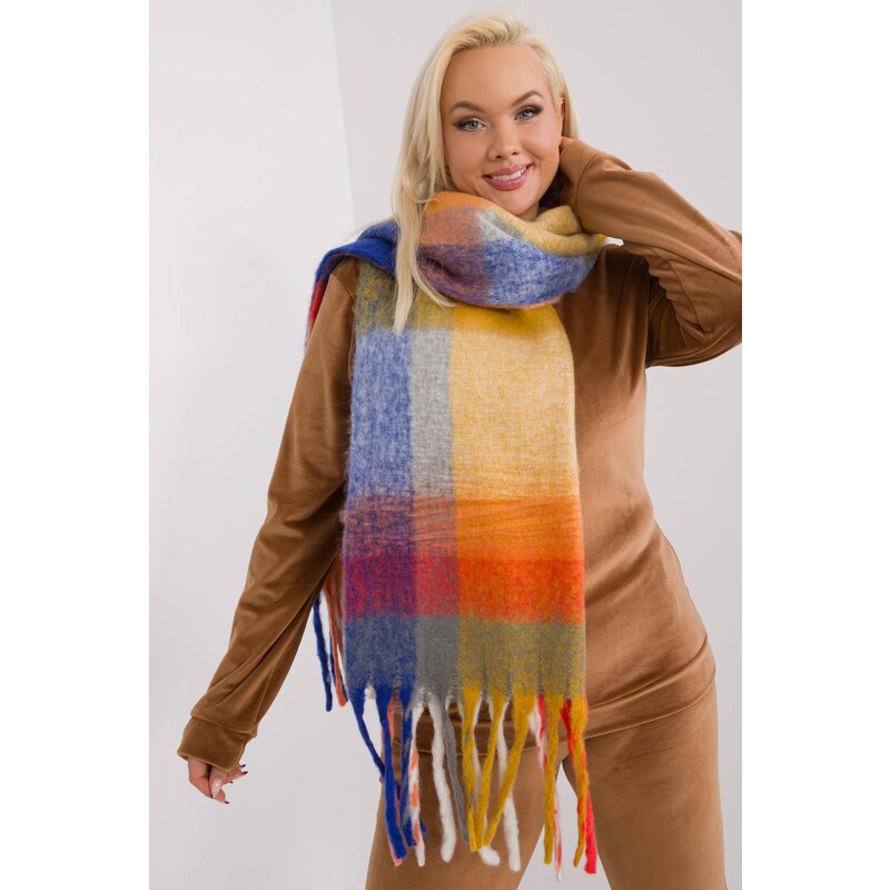 MladaModa Hrejivý károvaný šál so strapcami model 31331 horčicový 59762347