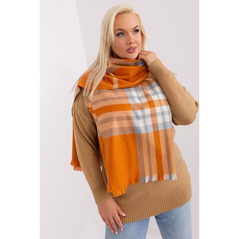 MladaModa Károvaný dámsky šál model 25126 oranžový 59762369
