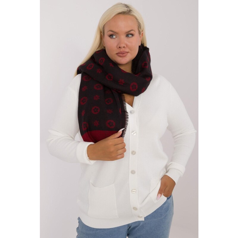 MladaModa Hrejivý vzorovaný dámsky šál model 70161 čierny+červený 59762383