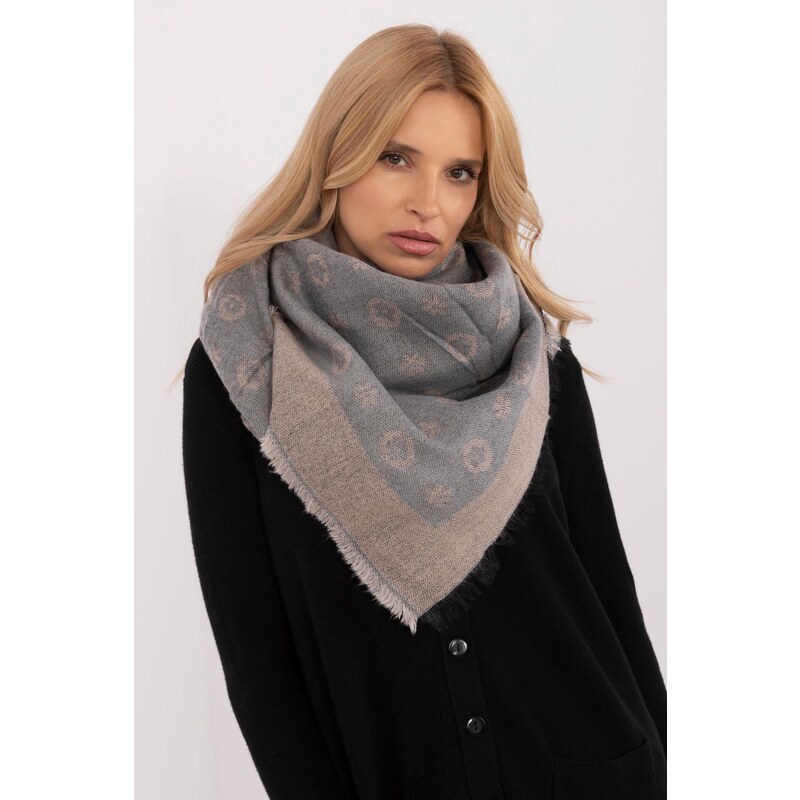MladaModa Hrejivý vzorovaný dámsky šál model 70161 šedý+ružový 59762384