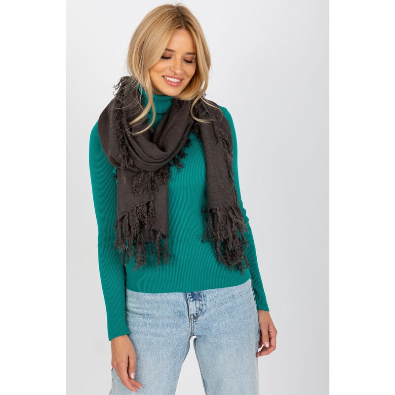 MladaModa Hladký dámsky šál so strapcami model 28565 grafitový 59762385