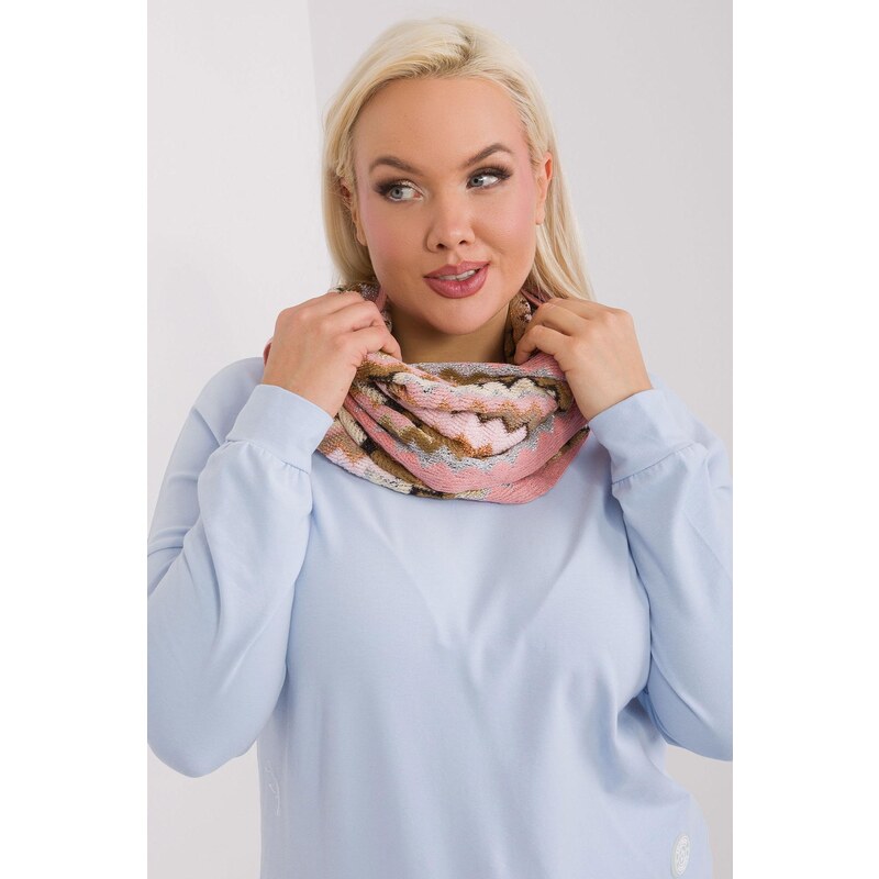 MladaModa Úpletový vzorovaný dámsky komín model 48661 pudrovo ružový 59762408